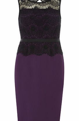 Bhs Purple Lace Top Pencil Dress, purple 19125980924
