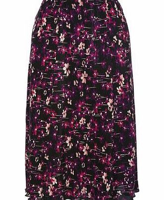 Bhs Purple Multi Floral Plisse Skirt, purple