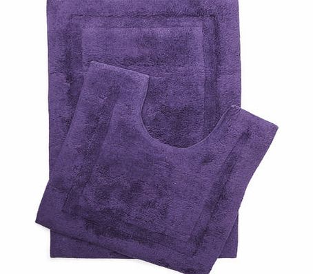 Bhs Purple Plain Bath and Pedestal Mat Set, purple