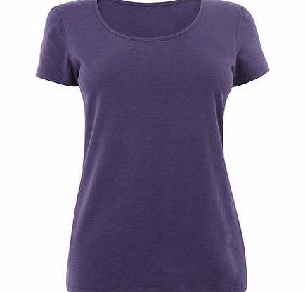 Bhs Purple Short Sleeve Scoop Neck Top, dark purple