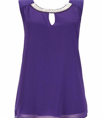 Bhs Purple Sleeveless Woven Front Top, purple
