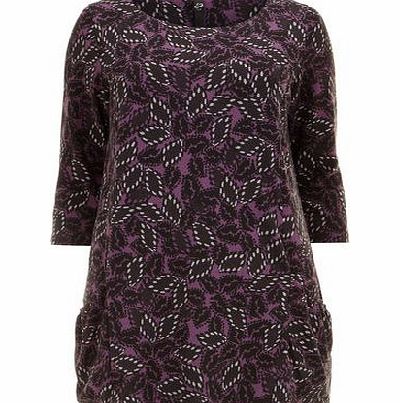 Bhs Purple Soft Touch Leaf Print Tunic, purple
