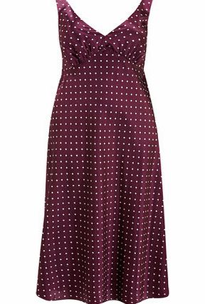 Bhs Purple Spot Satin Long Nightdress, purple
