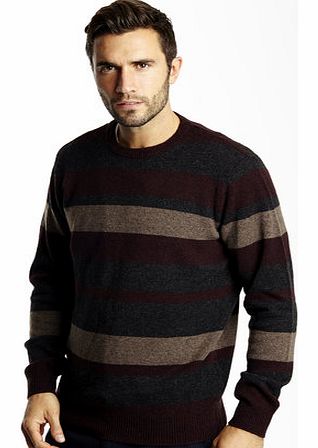 Purple Stripe Lambswool Jumper, Purple BR53F03FPUR