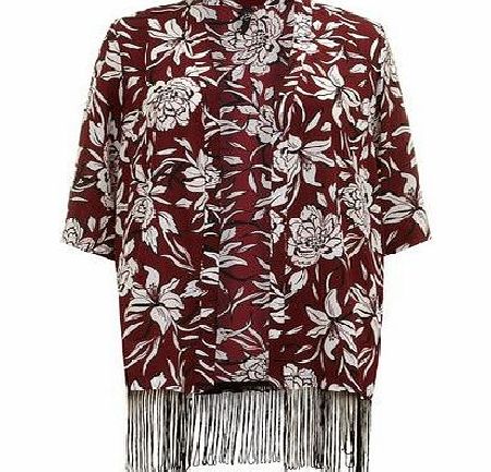 Bhs Red Floral Tassle Kimono, red 12610883874
