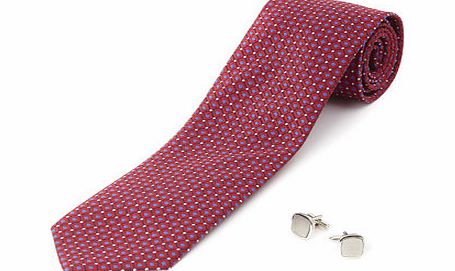 Red Geo Tie and Cufflink Set, Red BR66G01FRED