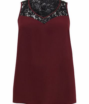 Bhs Red Lace Yoke Vest, red 12613743874