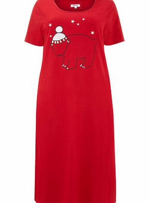 Bhs Red Mr Polar Bear Long Nightdress, red 12613393874
