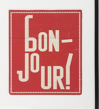 Bhs Red retro Bonjour framed print 50x70cm, red