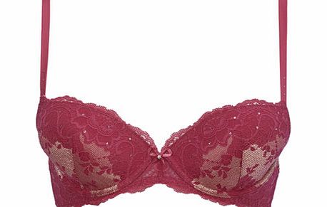 Bhs Red Sparkle Plunge Bra, red 2304383874