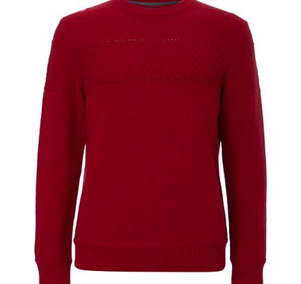 Bhs Red Textured Yoke Crew Neck Jumper, RED