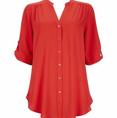 Bhs Red V-Neck Longline Shirt, red 12034233874