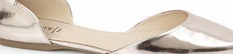 Bhs Rose Gold 2 part pointed flat casual shoe, pearl