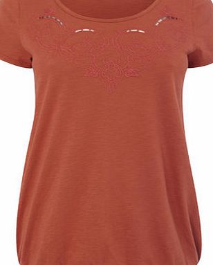 Bhs Rust Embellished Bubble Hem Tshirt, rustic