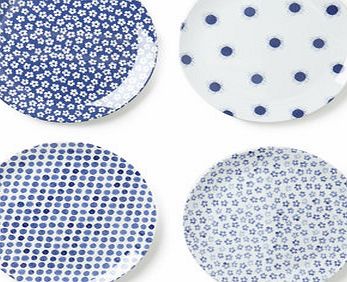 Bhs Santorini Set of 4 Round Side Plates, blue
