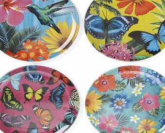 Set of 4 Beach Shack Round Dinner Plates, multi