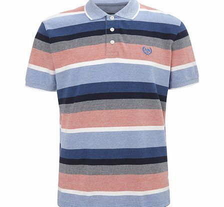 Bhs Short Sleeve Block Stripe Pique Polo, Orange