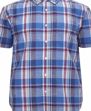 Bhs Short Sleeve Check Shirt, Blue BR51A25GBLU