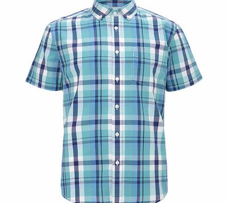 Bhs Short Sleeve Check Shirt, Green BR51A12GGRN