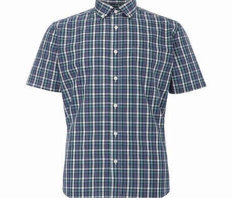 Bhs Short Sleeve Check Shirt, Green BR51C13FGRN