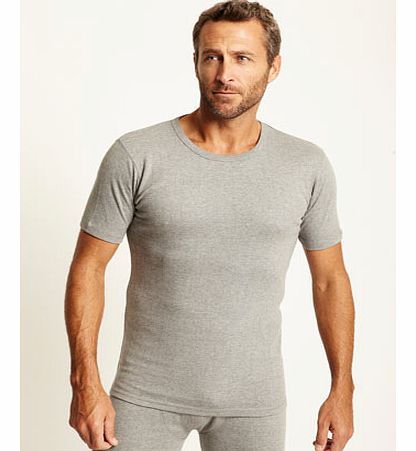 Short Sleeve Grey Marl Thermal Top, GREY MARL