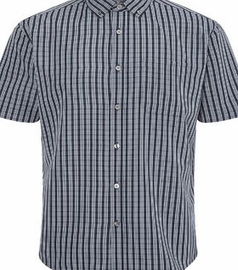 Bhs Short Sleeve Mini Check Shirt, Navy BR51C20FNVY