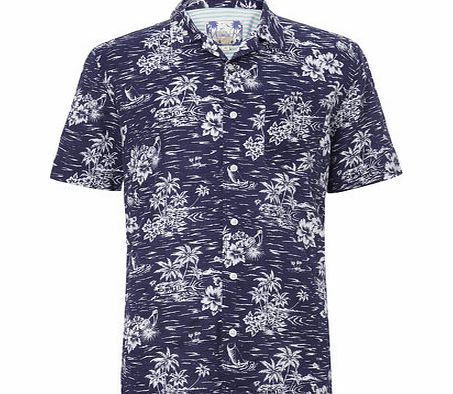 Bhs Short Sleeve Printed Shirt, Navy BR51A12GNVY
