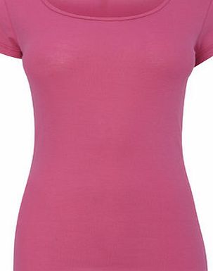 Bhs Short Sleeve Scoop Neck Top, fuchsia 2424056257