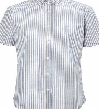 Bhs Short Sleeve Stripe Shirt, Cream BR51A14GNAT