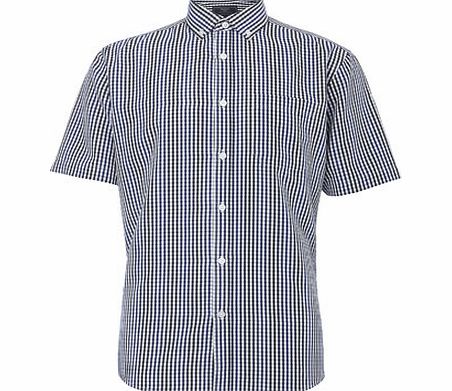 Bhs Short Sleeved Mid Checked Shirt, Blue BR51C21FBLU