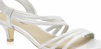 Bhs Silver Fashion Wide Fit Kitten Heel Strippy