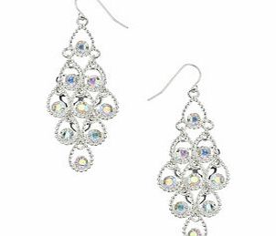 Bhs Silver Iridescent Stone Drop Earrings, crystal
