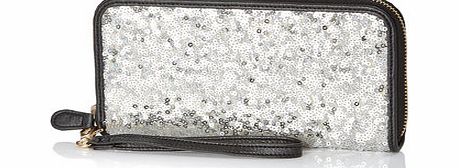 Bhs Silver Sequin Zip Around Purse, silver 3125790430