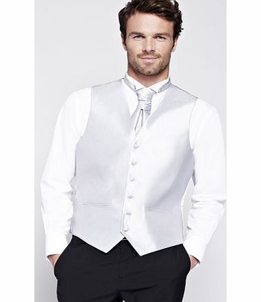 Silver Twill Wedding Waistcoat, Grey BR66W11GGRY
