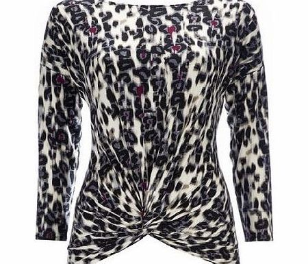 Bhs Stone 3/4 Sleeve Print Top, stone 12033232730