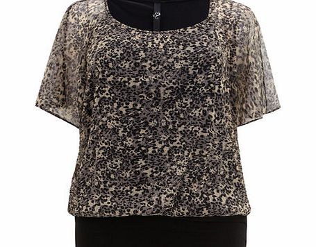Bhs Stone Animal Glitter Mesh Top, stone 12612412730