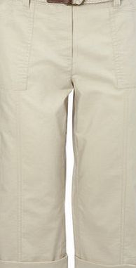 Bhs Stone Belted Cotton Crop, stone 2207690263