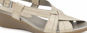 Bhs Stone TLC Cross Vamp Wedge Sandals, stone