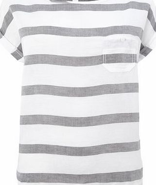 Bhs Stripe Linen Blend Tee, stripe green 3391812497