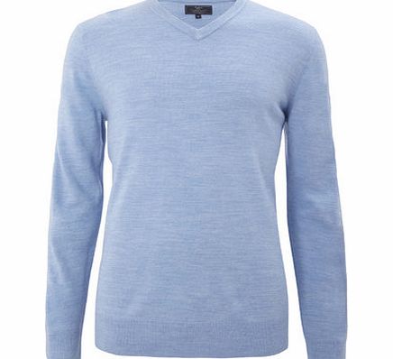 Bhs Supersoft Light Blue V Neck Jumper, LT BLUE