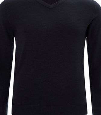 Bhs Supersoft Navy V Neck Jumper, Blue BR53A08FNVY