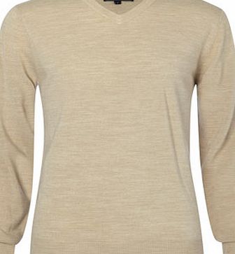 Bhs Supersoft Oatmeal V Neck Jumper, Cream BR53A02ENAT