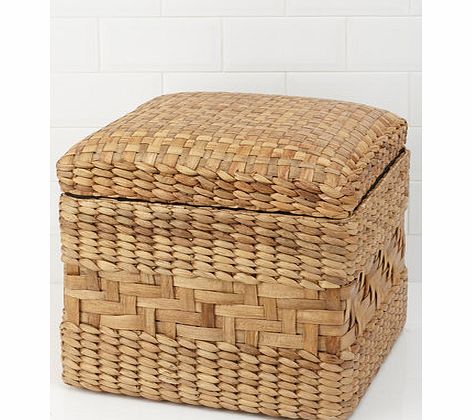 Textured water hyacinth ottoman, natural