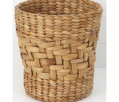 Textured water hyacinth waste paper bin, natural