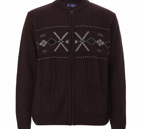 Bhs Traditional Burgundy Zip Cardigan, BURGUNDY