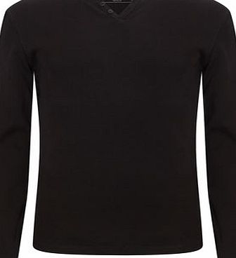 Bhs Trait Black Long Sleeve Rib Top, Black BR54R02DBLK