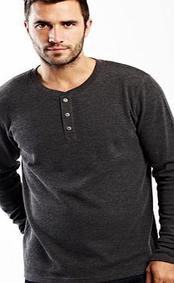 Bhs Trait Dark Grey Long Sleeve Waffle Texture Top,