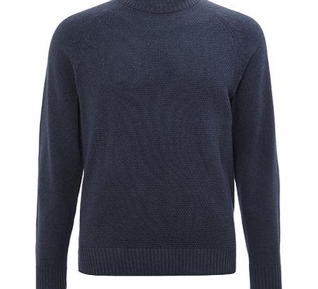 Bhs Trait Grey Texture Raglan Crew Neck Jumper, Grey