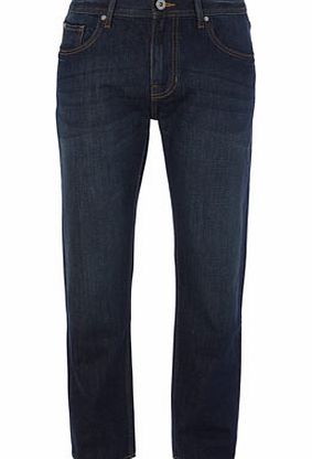 Bhs Trait Mens Dirty Tint Straight Fit Jeans, Blue