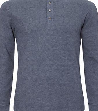 Bhs Trait Navy Long Sleeve Waffle Textured Top, Blue